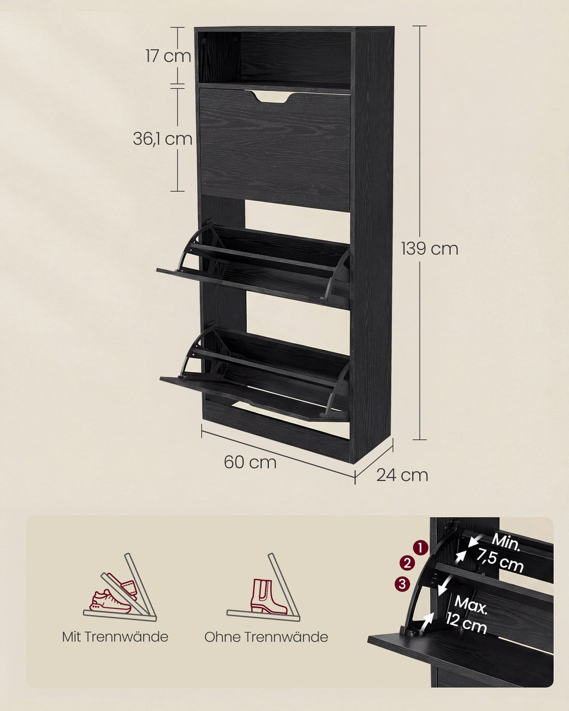 Schuhschrank hoch – vielseitig – stilvolles Design