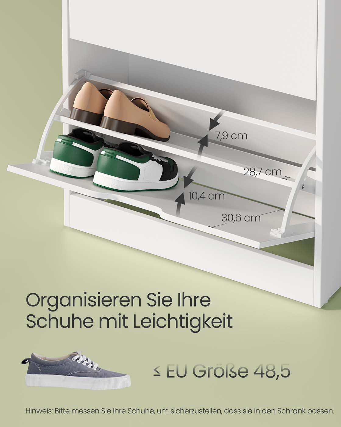 Schuhschrank – Für 14–18 Paar Schuhe – Schmale und hohe Ausführung – Verstellbare Aufteilung – 60 cm breit