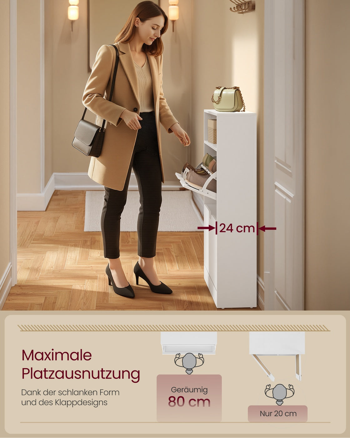 Schuhschrank modern – verstellbare Aufteilung – extra Stauraum
