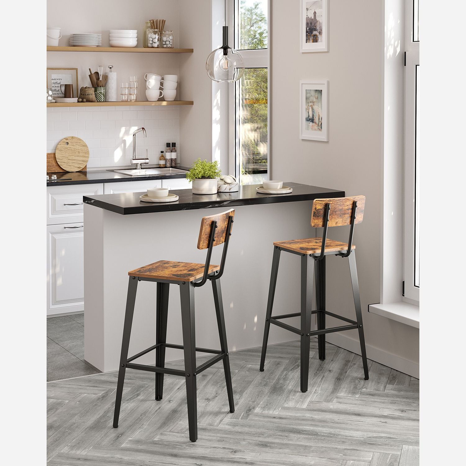 Barhocker mit Rückenlehne - 2er oder 4er Set