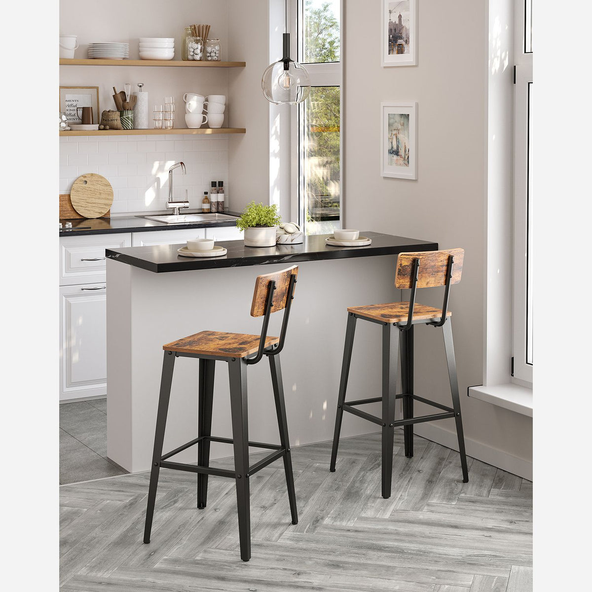 Barhocker mit Rückenlehne - 2er oder 4er Set