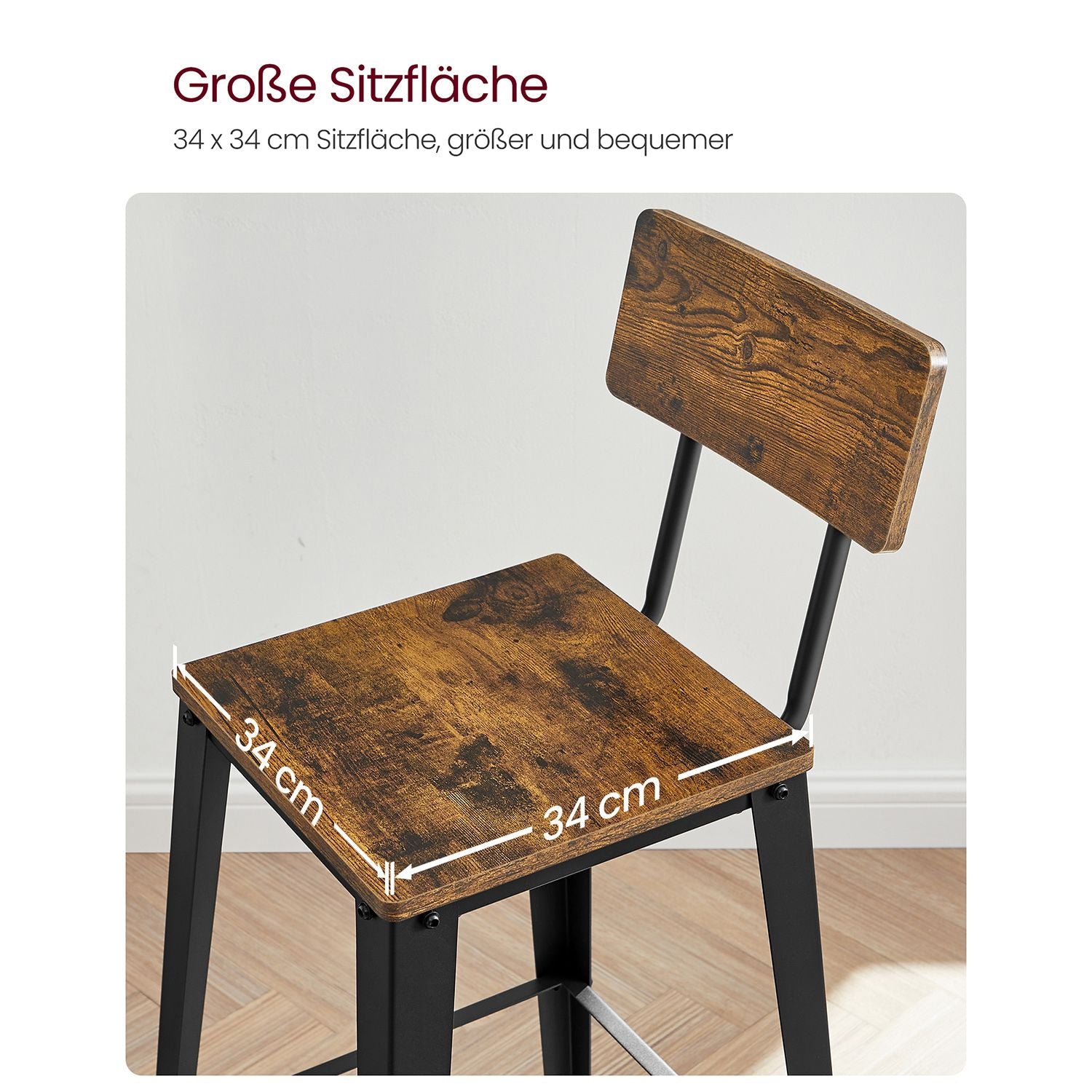 Barhocker mit Rückenlehne - 2er oder 4er Set