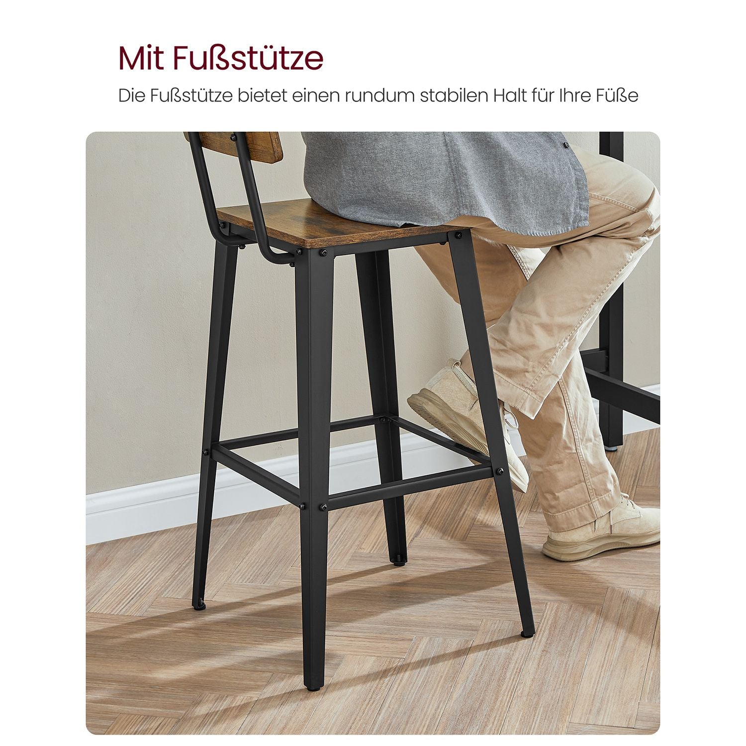 Barhocker mit Rückenlehne - 2er oder 4er Set