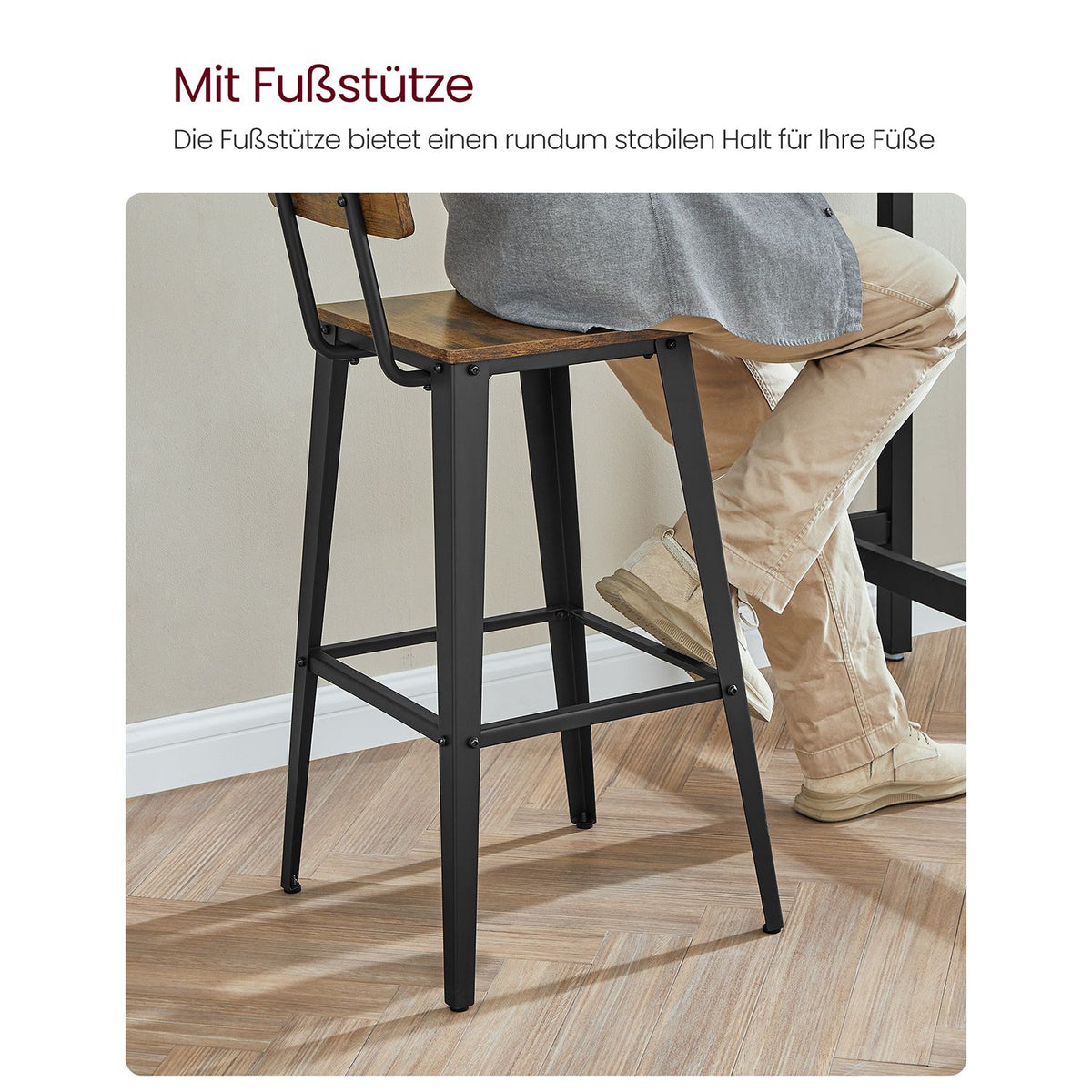 Barhocker mit Rückenlehne - 2er oder 4er Set