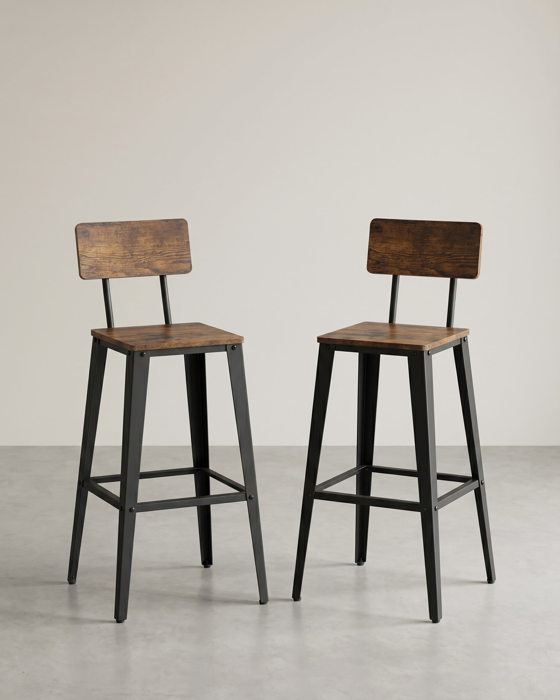 Barhocker mit Rückenlehne - 2er oder 4er Set – Braun