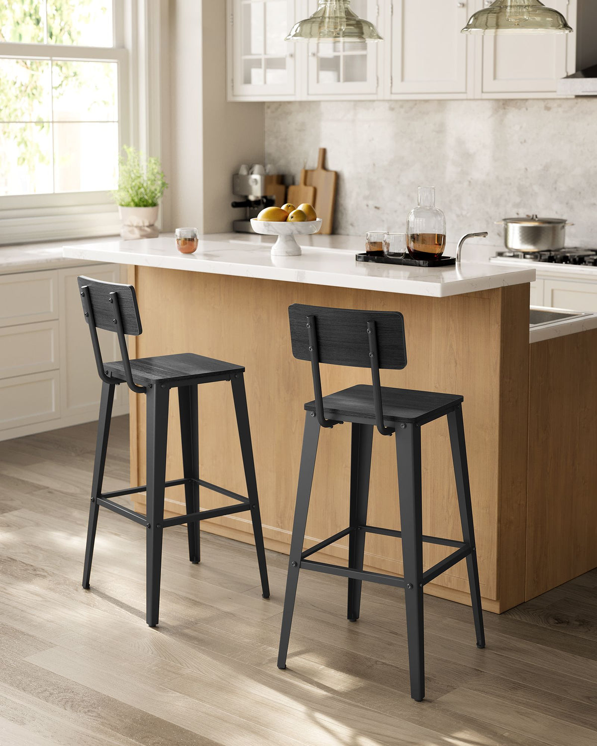 Barhocker mit Rückenlehne - 2er oder 4er Set