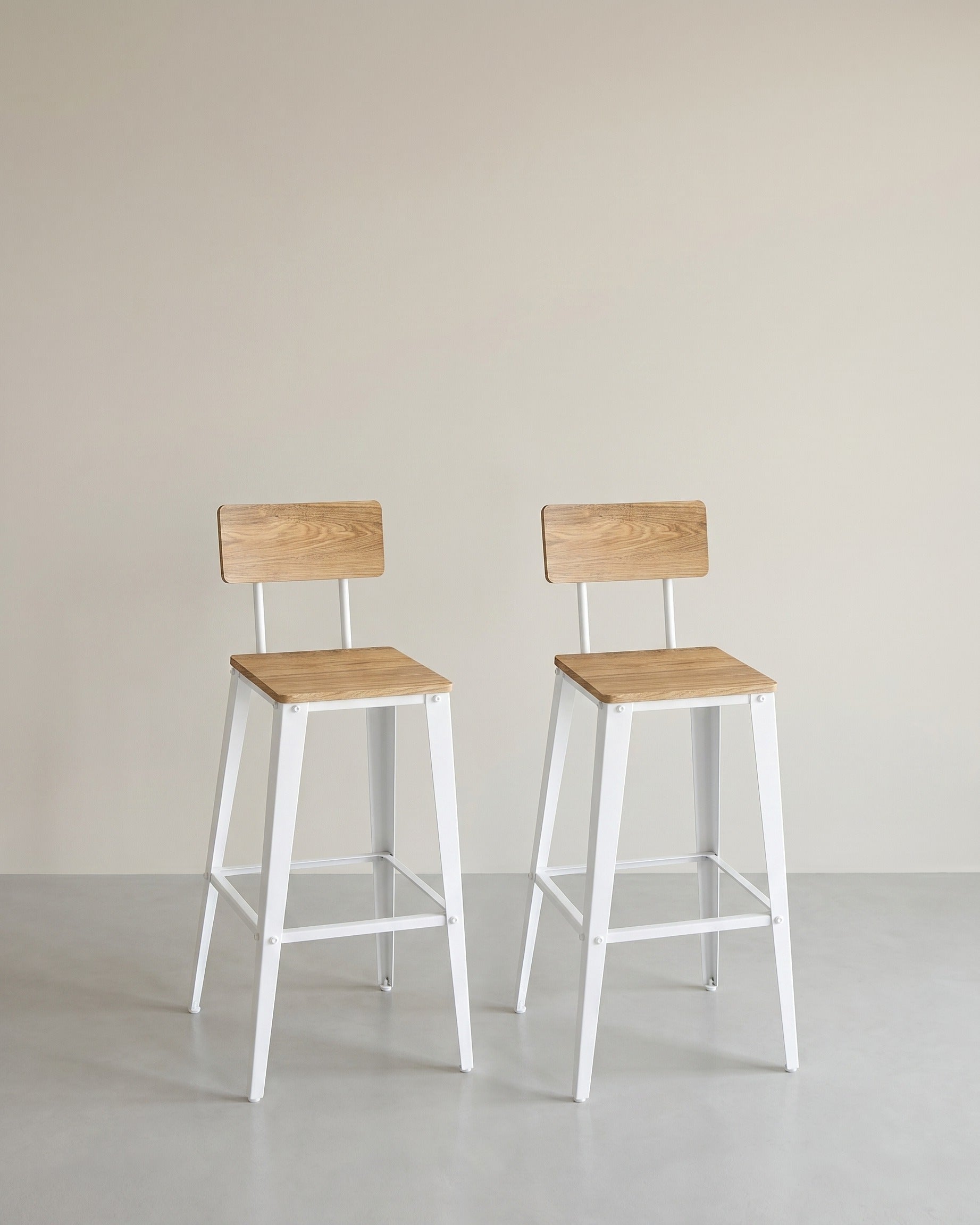 Barhocker mit Rückenlehne - 2er oder 4er Set – Weiß