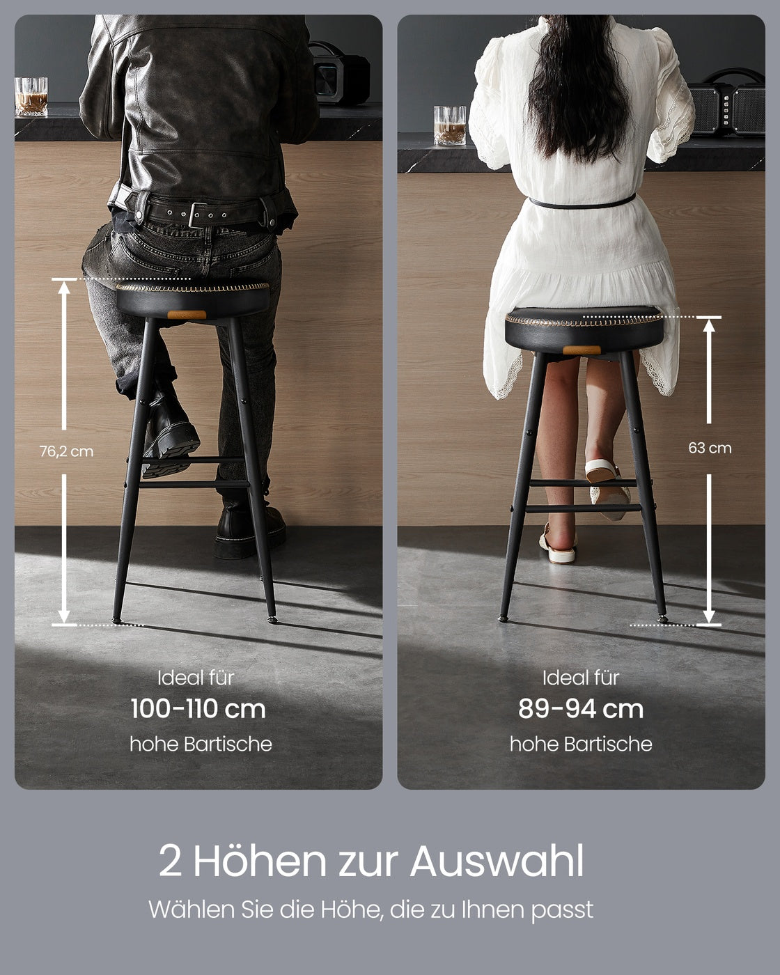 2er-Set Barhocker – Luxus-Küchenstühle – Verstellbare Beine