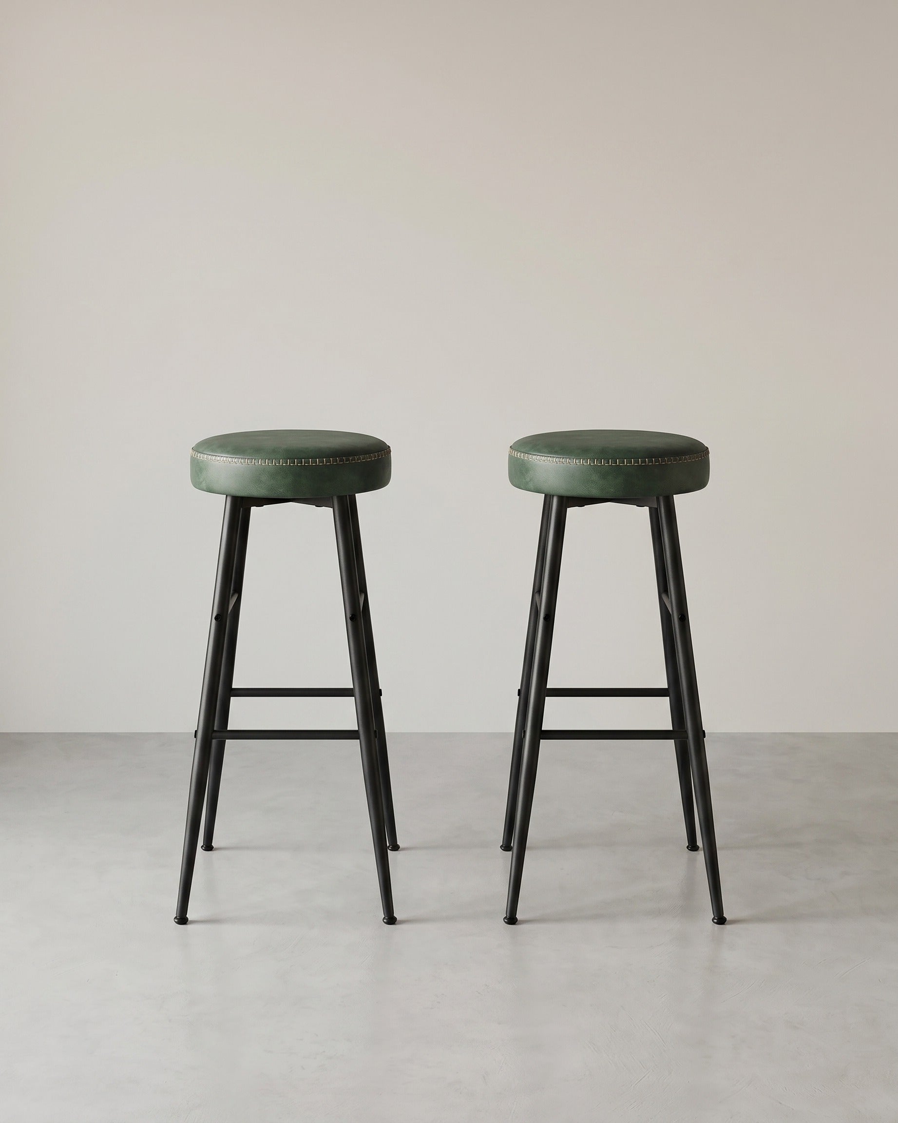 2er-Set Barhocker – EKHO Kollektion – Kunstleder – Bequeme Barhocker mit Fußstütze – Grün
