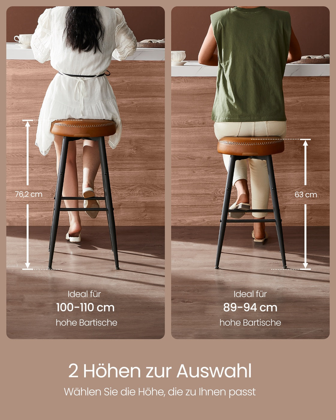 2er-Set Barhocker – Luxus-Küchenstühle – Verstellbare Beine