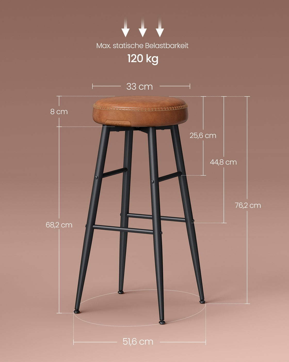 2er-Set Barhocker – EKHO Kollektion – Kunstleder – Bequeme Barhocker mit Fußstütze