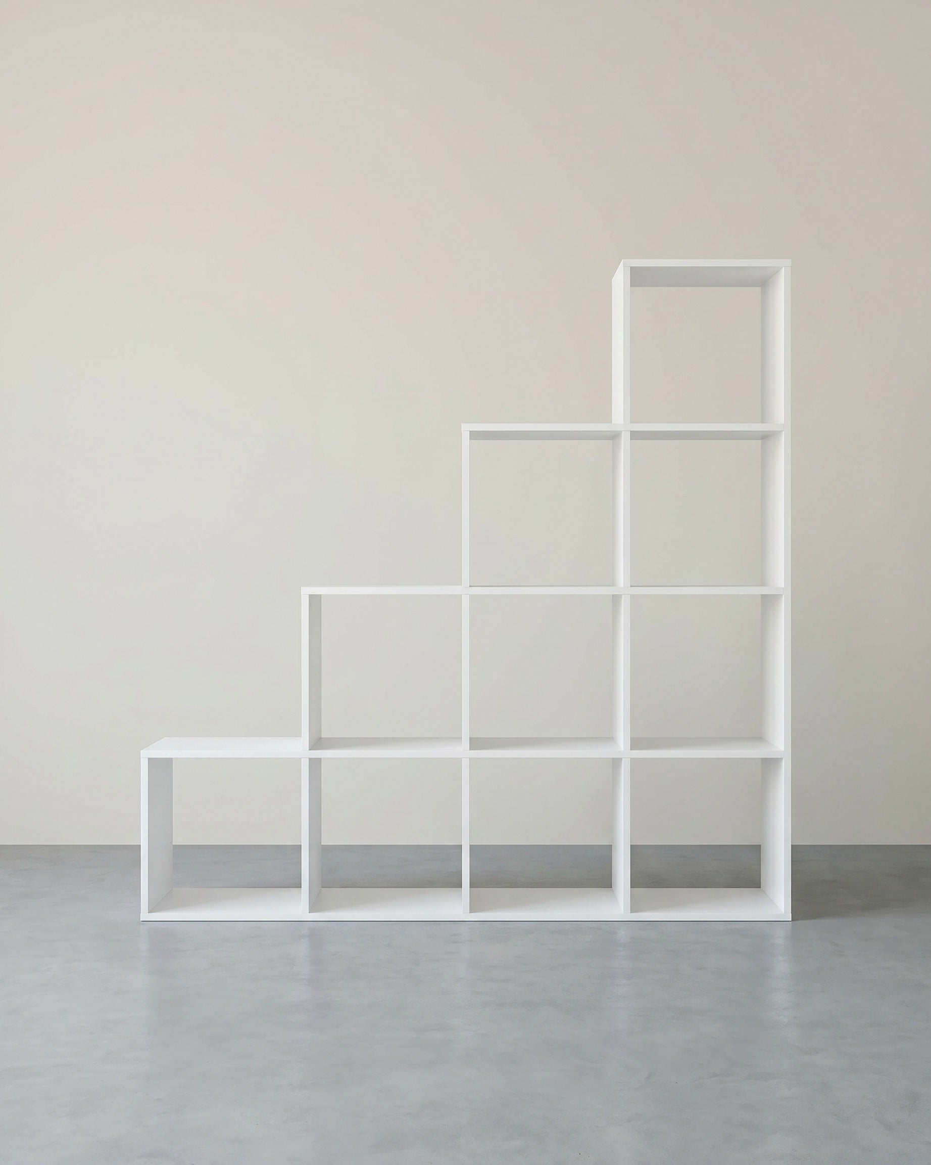 Bücherregal mit 10 Fächern – Raumteiler – Aufbewahrungsschrank – 129,5 x 29 x 129,5 cm – Weiß