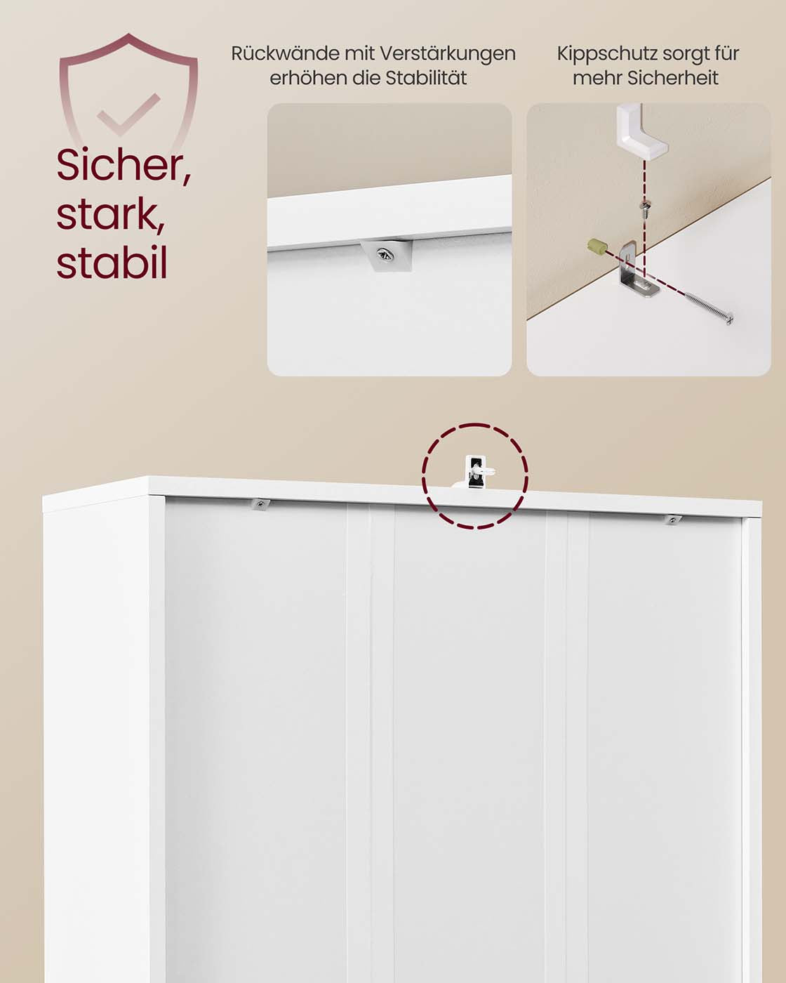 Bücherregal mit Schrank und offenen Fächern – Schmaler Aufbewahrungsschrank – Verstellbare Einlegeböden – MDF & Spanplatte