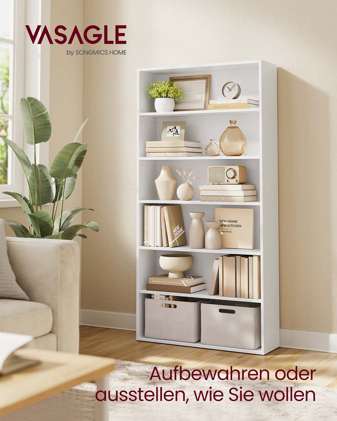 Modernes offenes Bücherregal – Geräumiges, freistehendes Aufbewahrungsregal mit verstellbaren Regalböden und minimalistischem Design