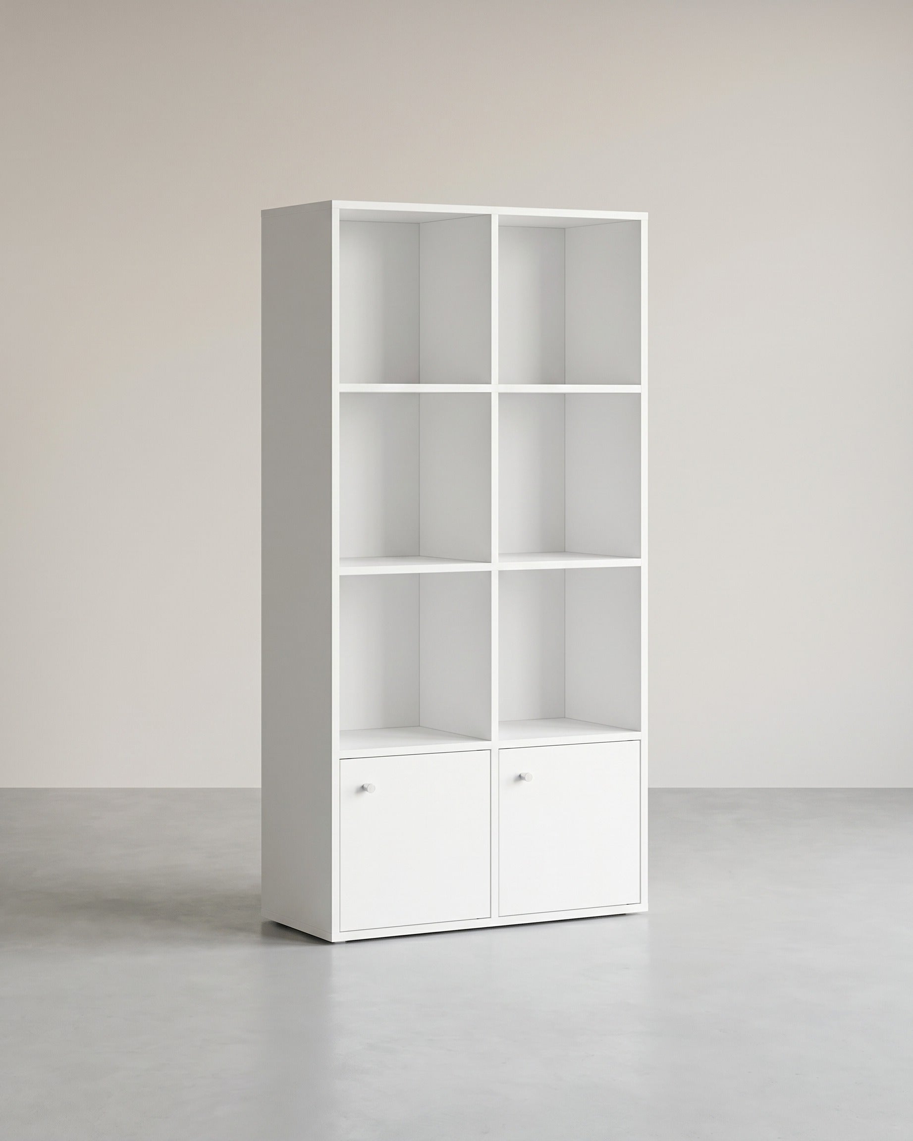 Bücherregal Mit 4 Offenen Ebenen Und 2 Fächern Mit Türen - Für Wohnzimmer Oder Schlafzimmer