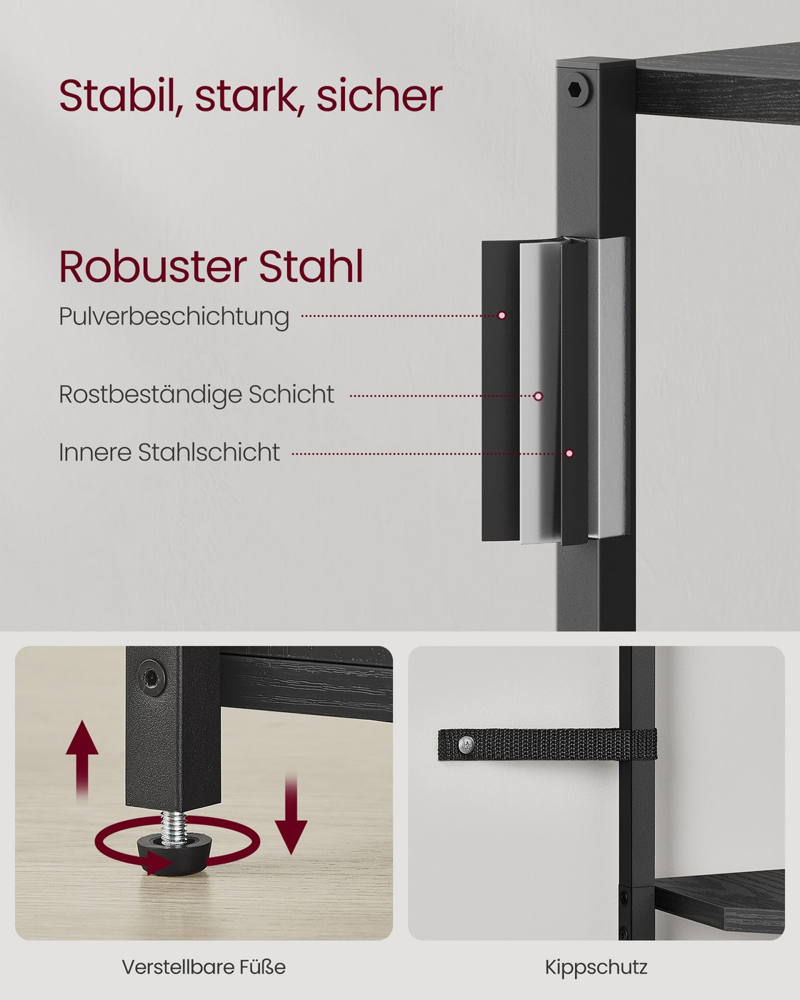 Industrielles Eckregal mit Schrank – 5 Ebenen – Platzsparendes Aufbewahrungsregal – Metall und Holz