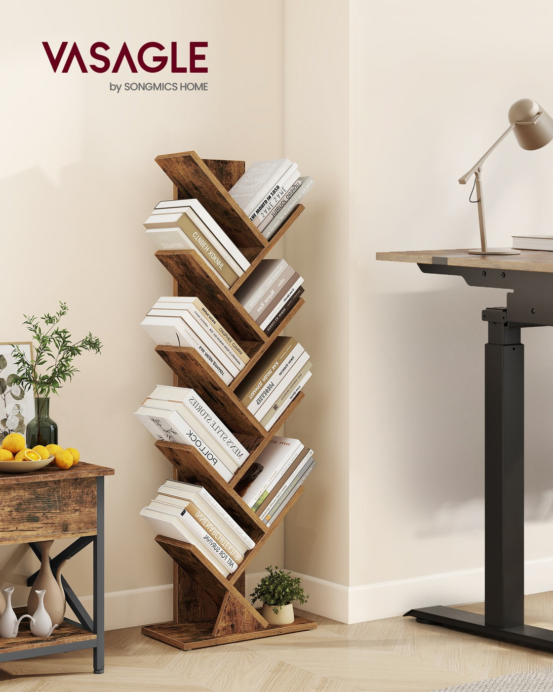 Bücherregal In Baumform - Schmale Standfläche - Für Schlafzimmer Flur Oder Wohnzimmer