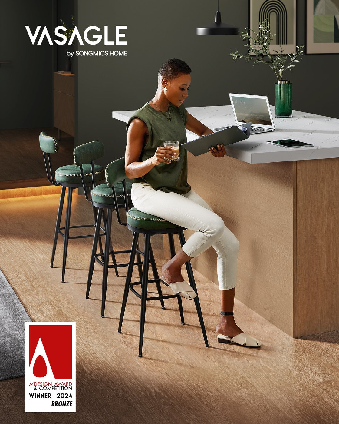 2er Set Barhocker - 360° drehbar - Kunstleder - Industriedesign
