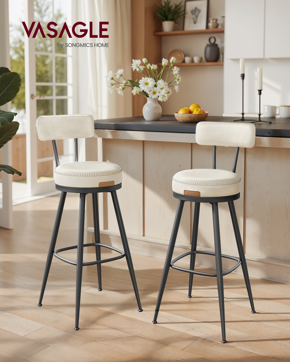 2er Set Barhocker - 360° drehbar - Kunstleder - Industriedesign