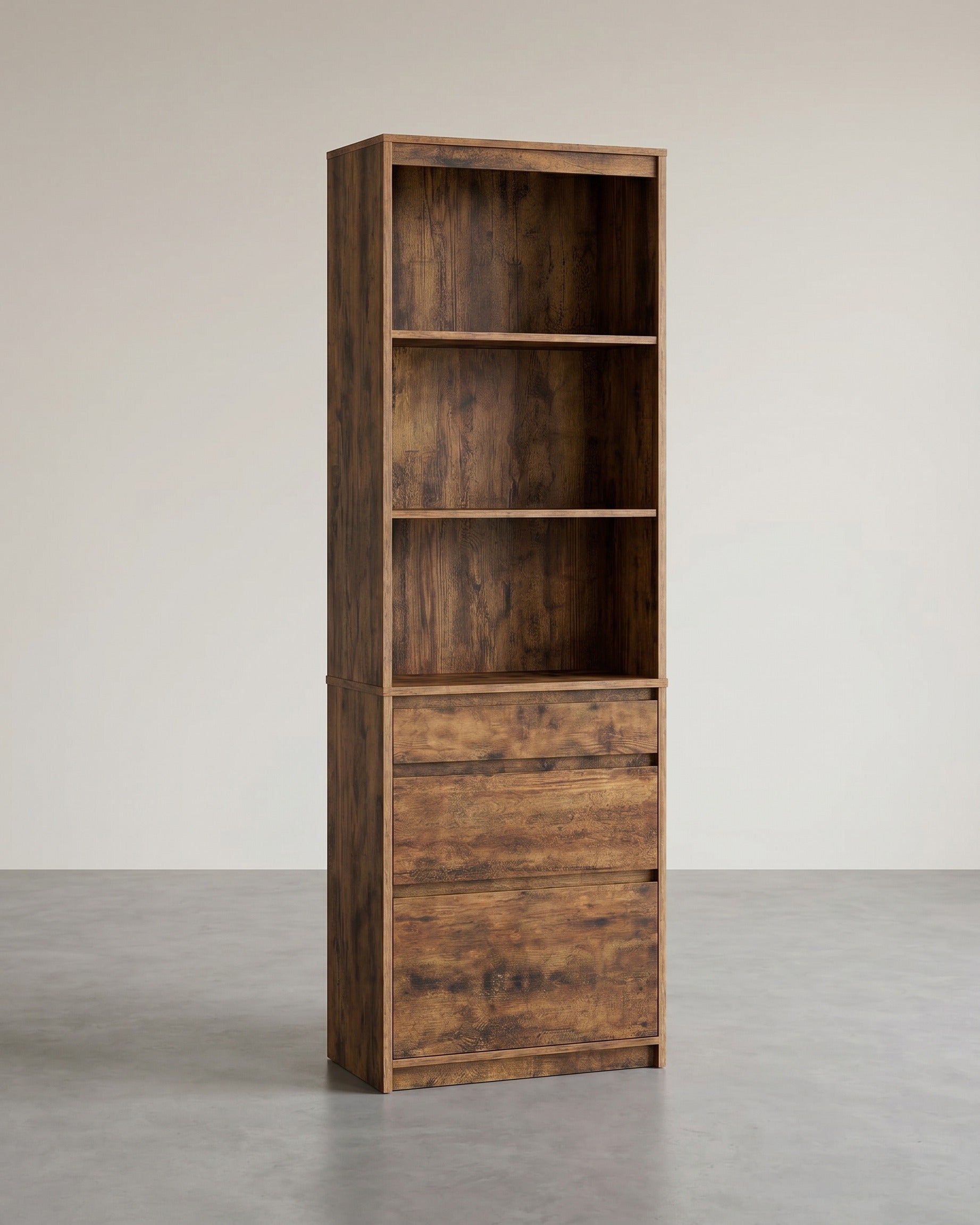Bücherregal Mit Verstellbaren Böden Und 3 Schubladen - Hoher Schrank - Für Wohnzimmer