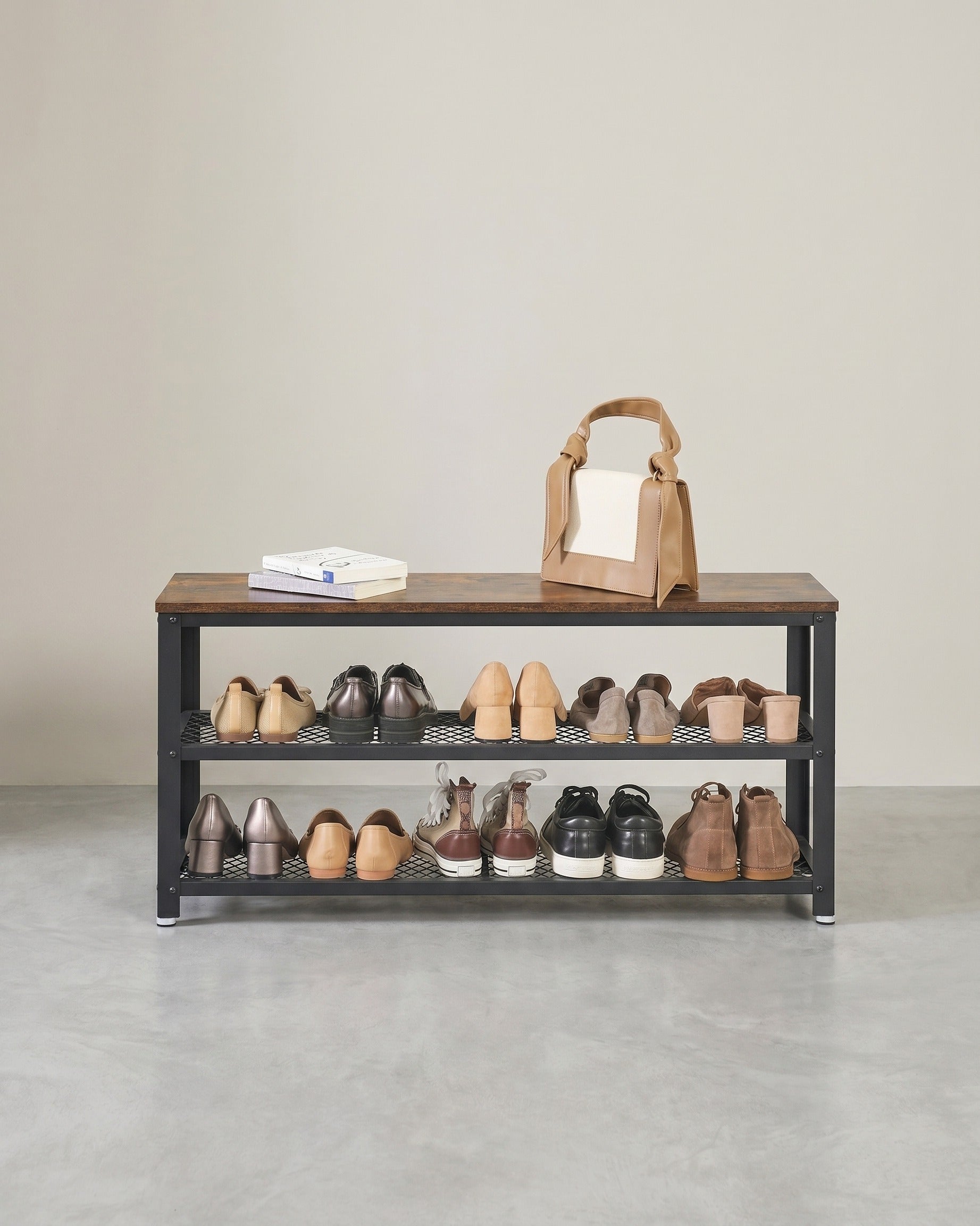 Schuhbank mit 2 Gitterböden – Industriedesign – 100 cm breit – Bryce Collection