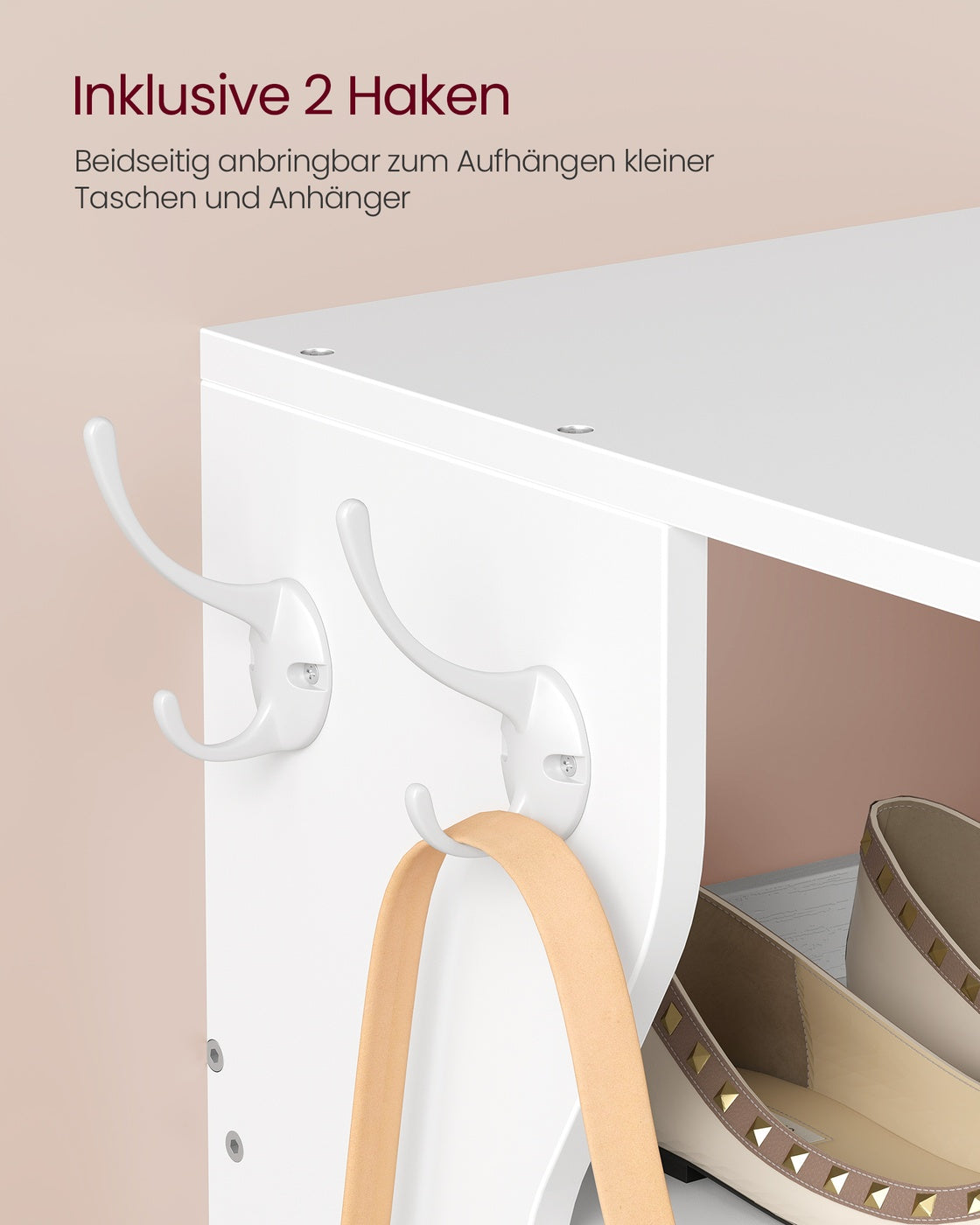 Schmale Schuhablage – 9 Ebenen – Mit Haken – Kompaktes Design – 147 cm hoch – Für Flur oder Schlafzimmer