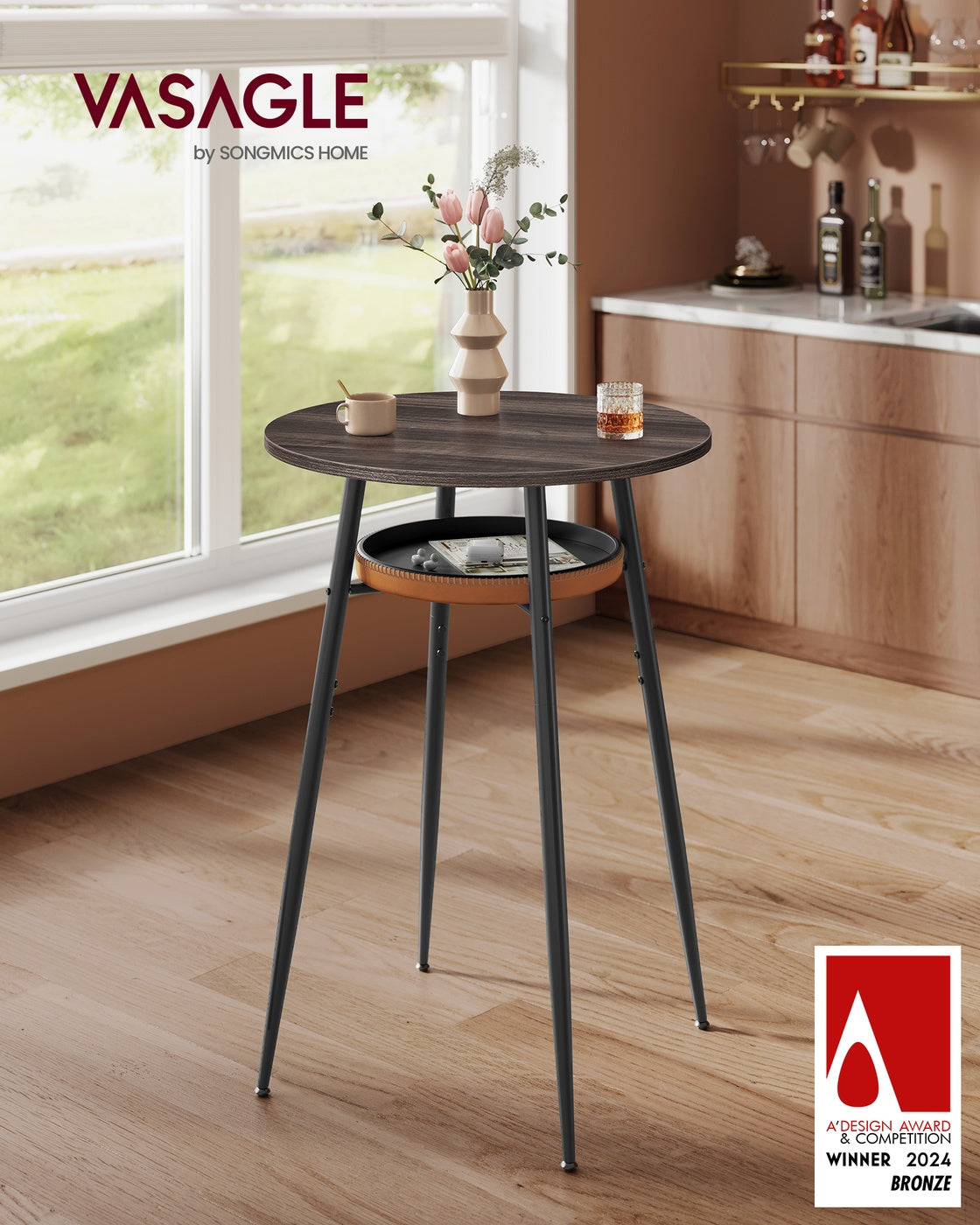 Design-Stehtisch – Runder Tisch mit Schublade – Preisgekröntes Design