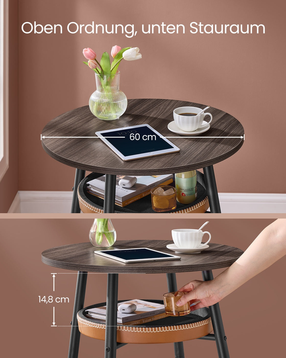 Design-Stehtisch – Runder Tisch mit Schublade – Preisgekröntes Design