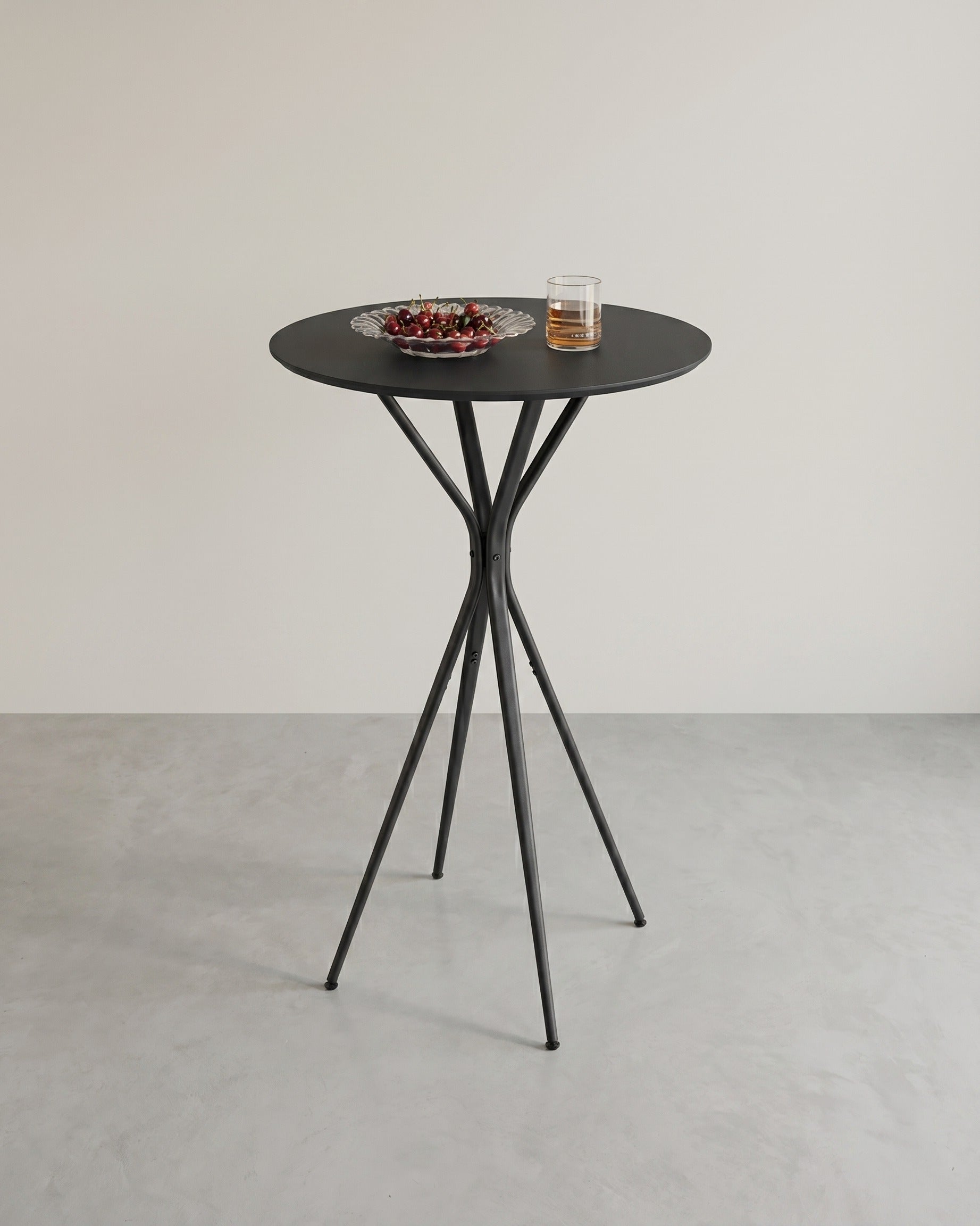 Schwarzer Stehtisch mit X-Beinen – 60 x 60 x 105 cm – Metallgestell – MDF-Tischplatte – Bis 50 kg belastbar – Schwarz