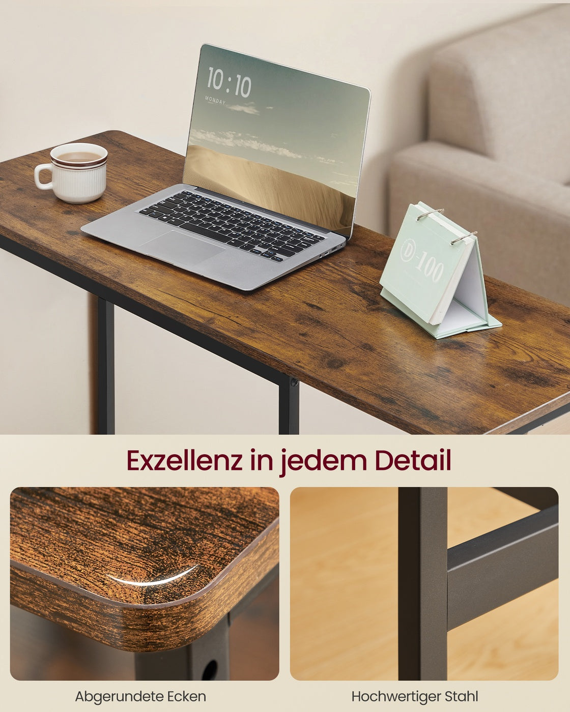 Bartisch mit 2 Barhockern – Essgruppe mit Ablagefach – Industriedesign – Kompaktes und robustes Design