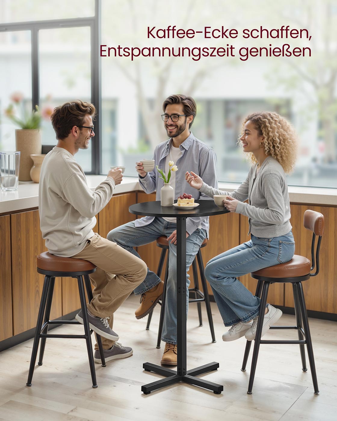 Stehtisch 60 x 60 cm – Modernes Design – Stabil & platzsparend – Für 2-3 Personen