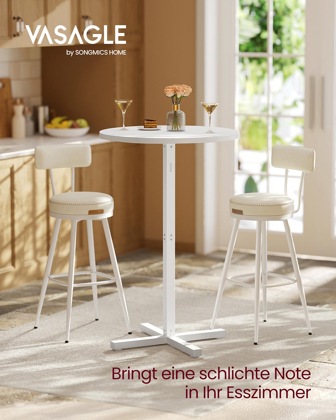 Stehtisch 60 x 60 cm – Modernes Design – Stabil & platzsparend – Für 2-3 Personen