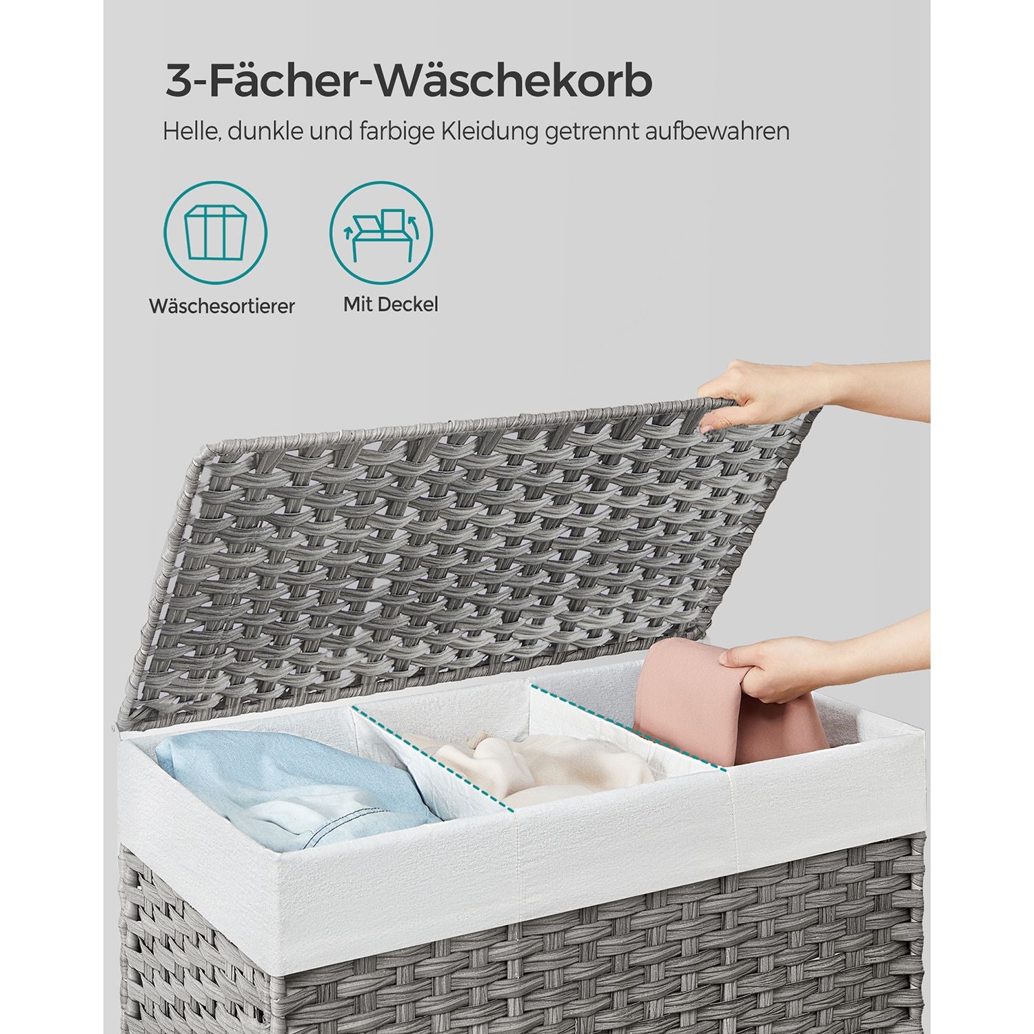 Handgeflochtener Wäschekorb – 140 oder 160 Liter Stauraum
