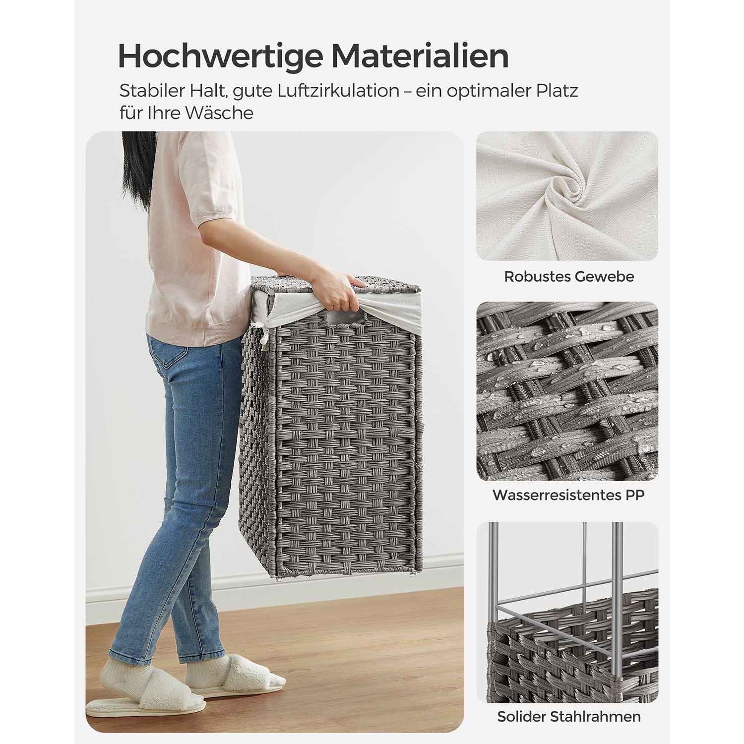 Handgeflochtener Wäschekorb – 140 oder 160 Liter Stauraum
