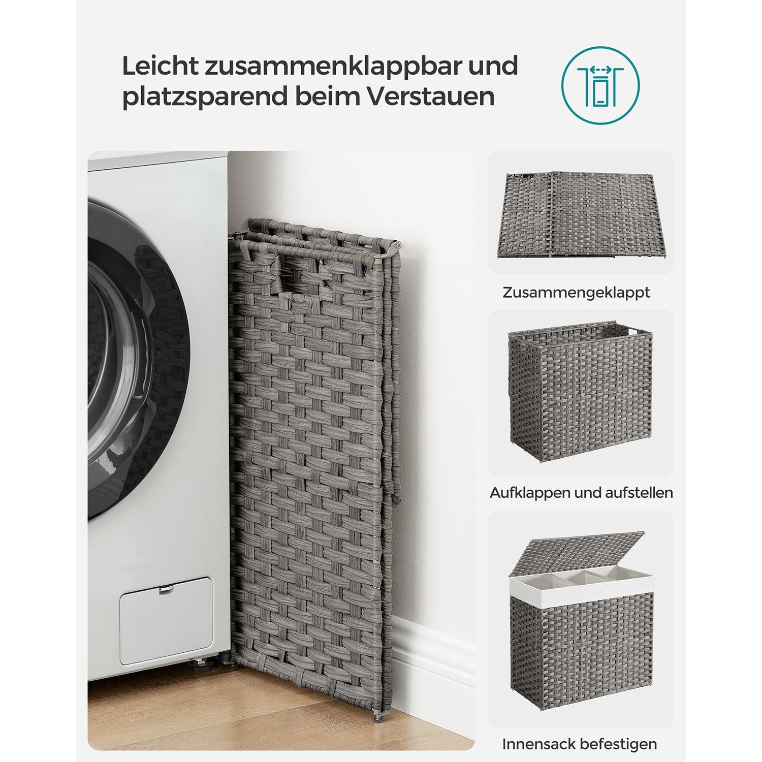 Handgeflochtener Wäschekorb – 140 oder 160 Liter Stauraum
