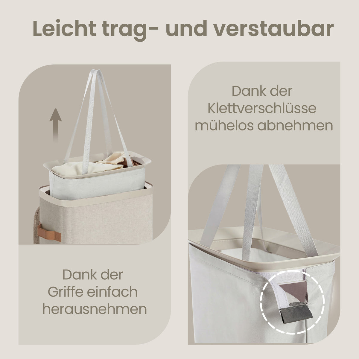 Schmaler Wäschekorb 65 L - Mit Deckel Und Griffen - Für Badezimmer Und Schlafzimmer