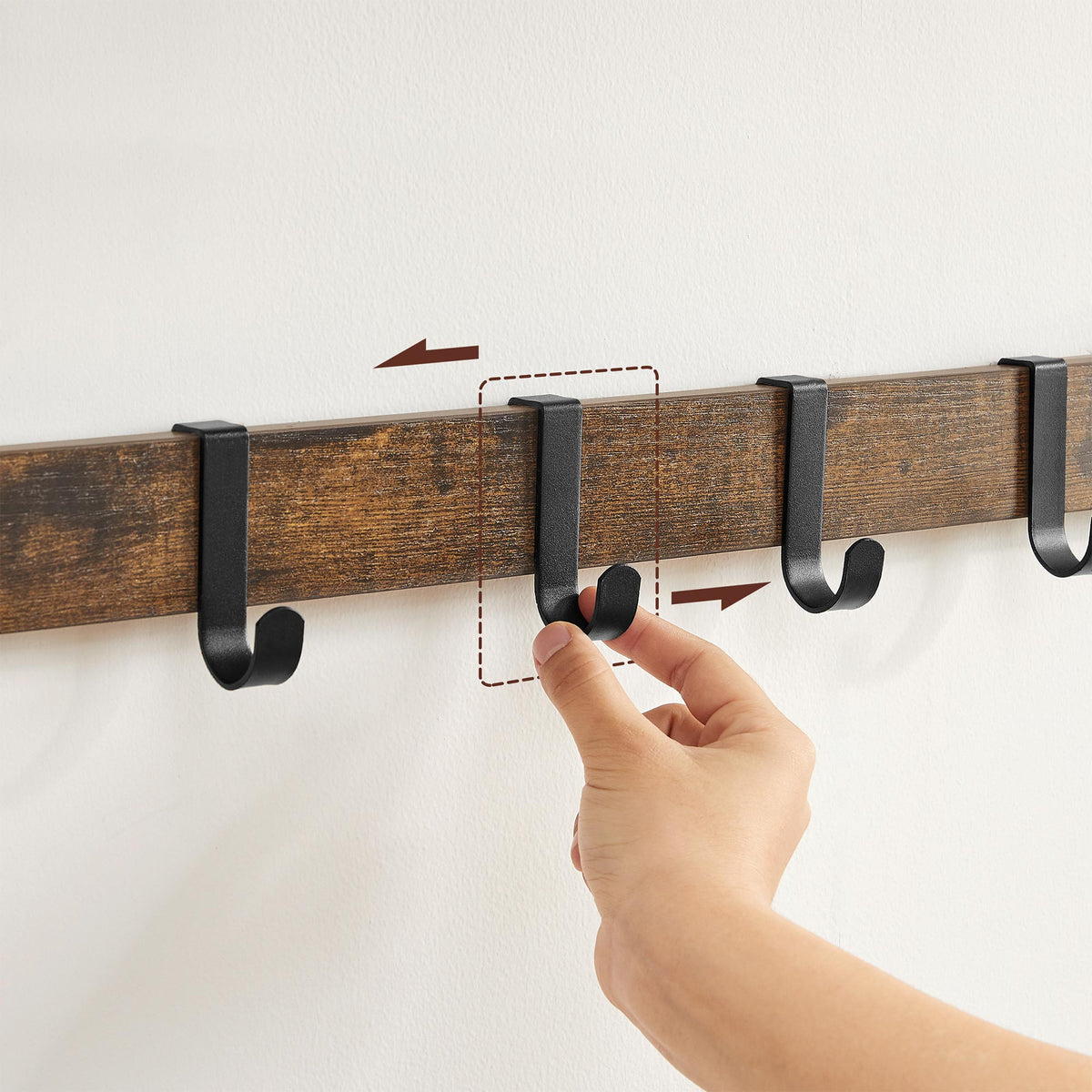 Wandgarderobe – Industriedesign – Mit Ablage, Kleiderstange und 10 Haken – Platzsparende Wandgarderobe