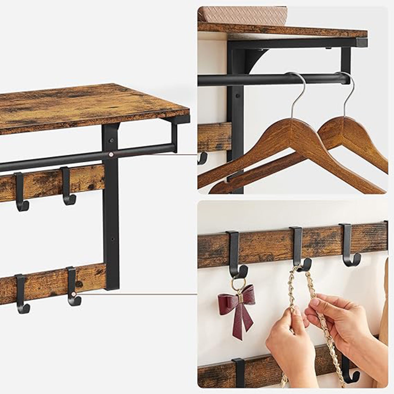 Wandgarderobe und Schuhbank-Set – Industriedesign – Platzsparende Flurlösung