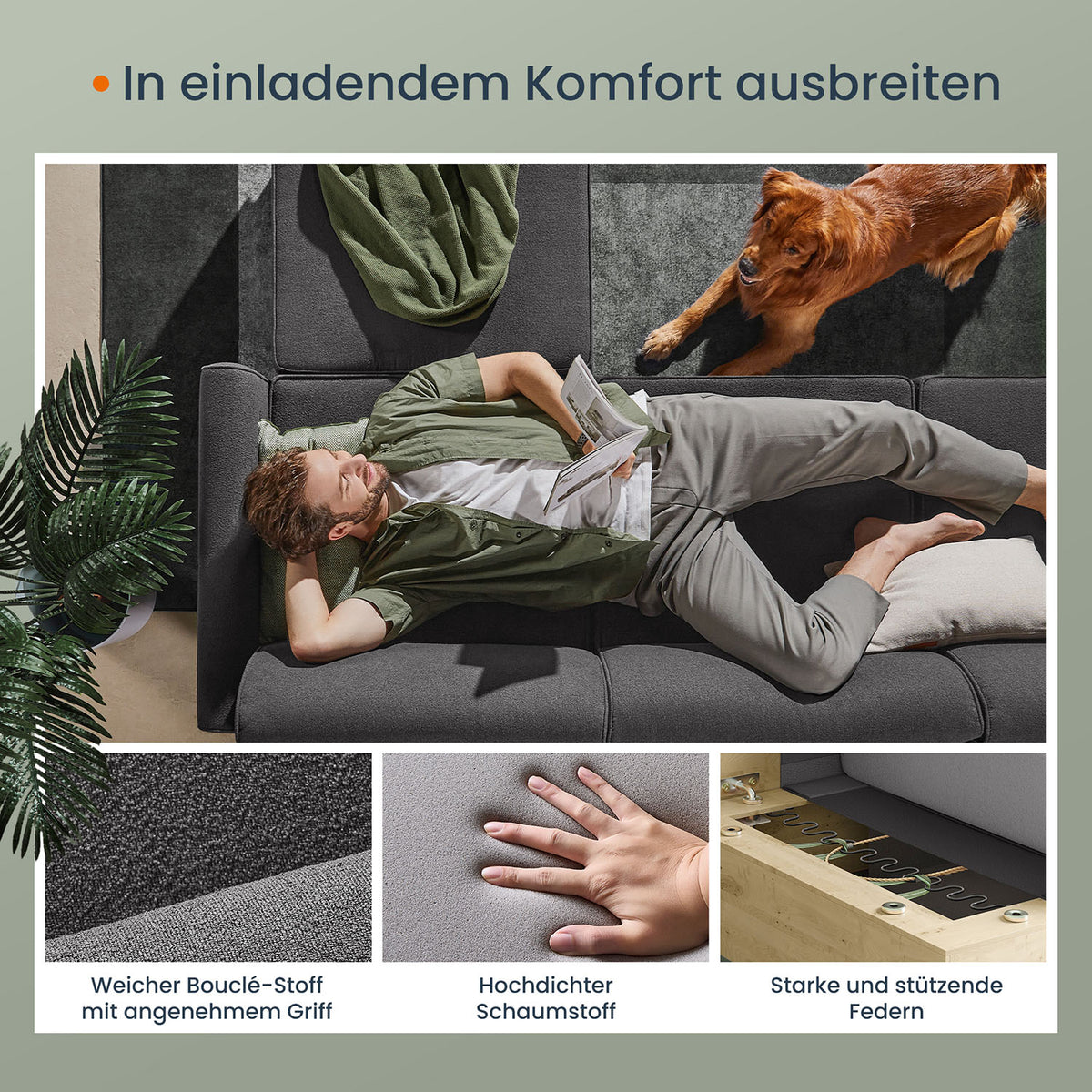 Modulares Sofa – Bouclé-Sofa-Set – verstellbar