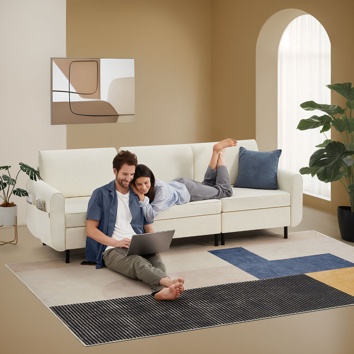Modulares Sofa – Bouclé-Sofa-Set – verstellbar