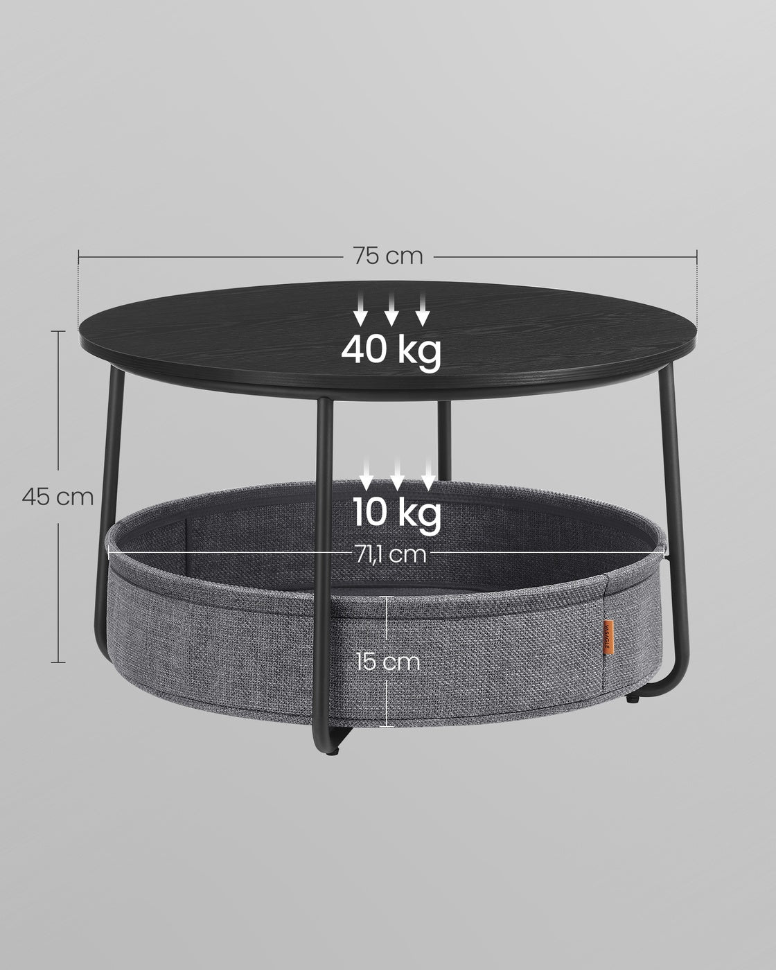 Runder Couchtisch mit Ablagekorb - Stilvoll und praktisch - 75 cm