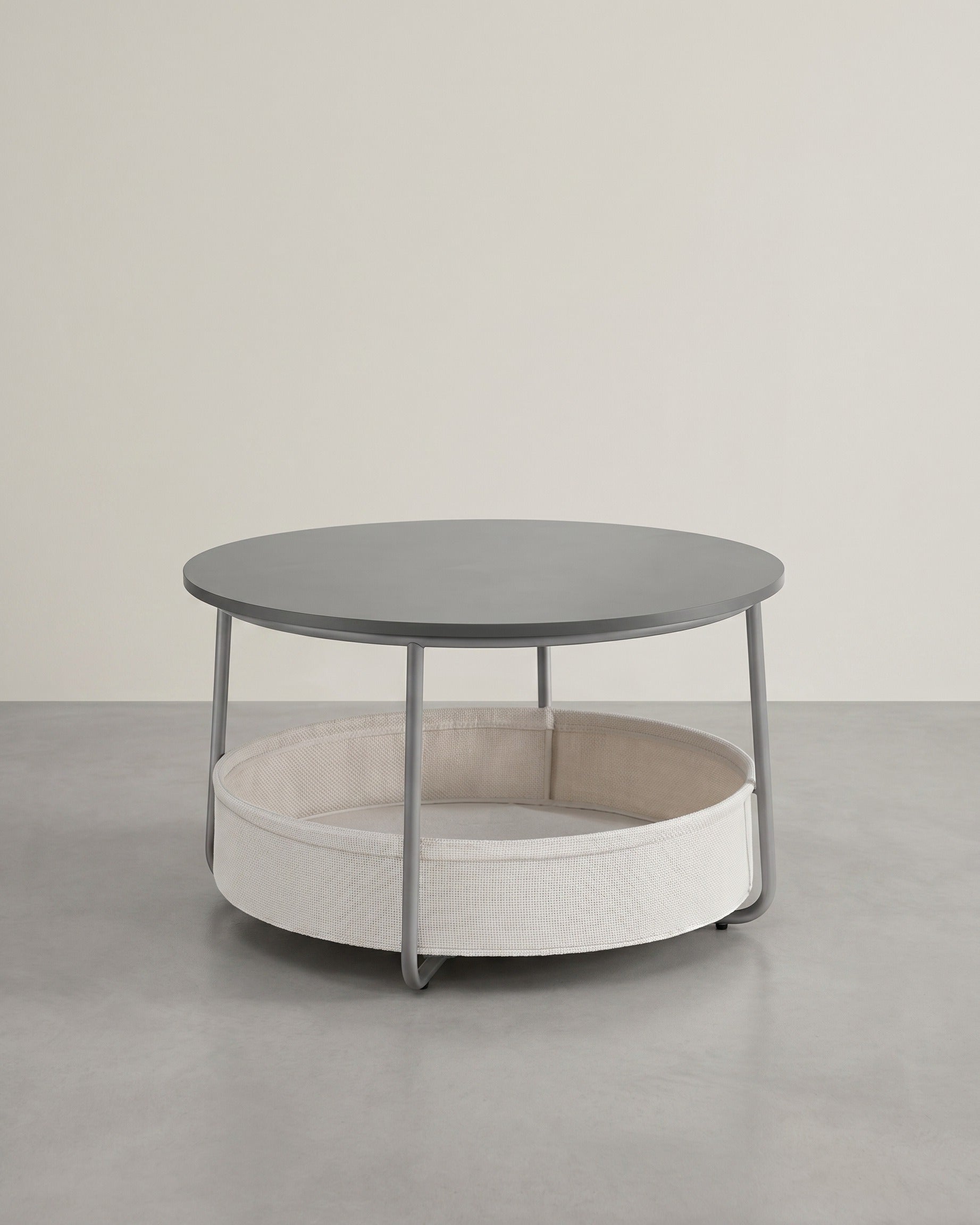 Runder Couchtisch mit Ablagekorb - Stilvoll und praktisch - 75 cm – Grau