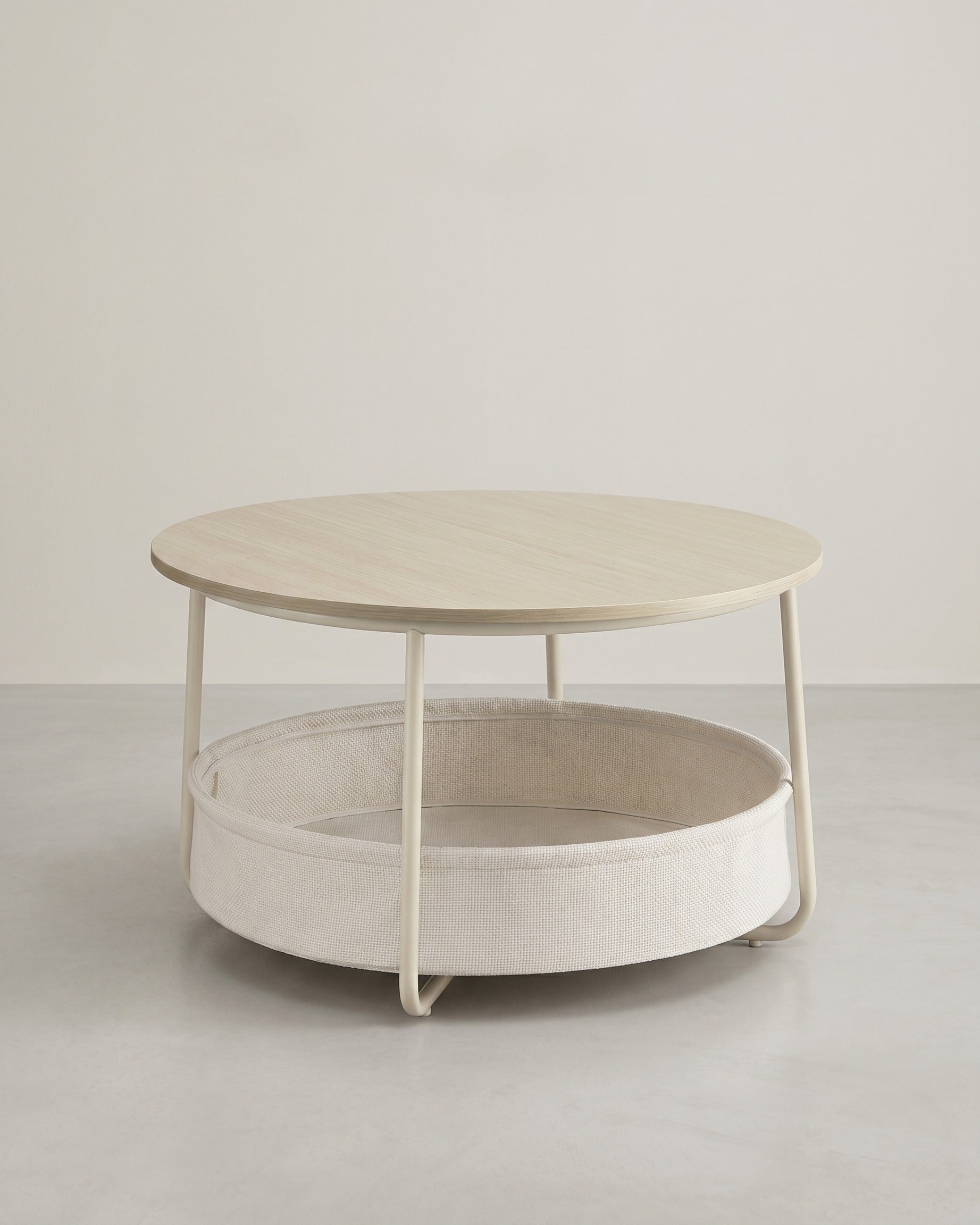 Runder Couchtisch mit Ablagekorb - Stilvoll und praktisch - 75 cm – Beige