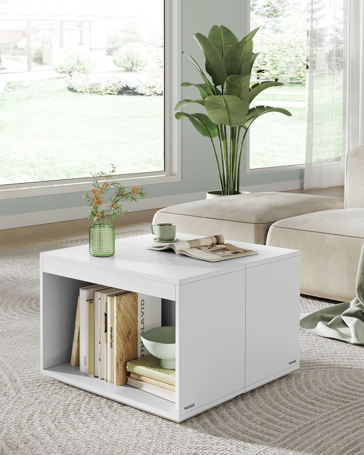 3-teiliges Couchtisch-Set – Moderne Beistelltische – Flexible Kombinationsmöglichkeiten – Mit zusätzlichem Stauraum – Holzoptik