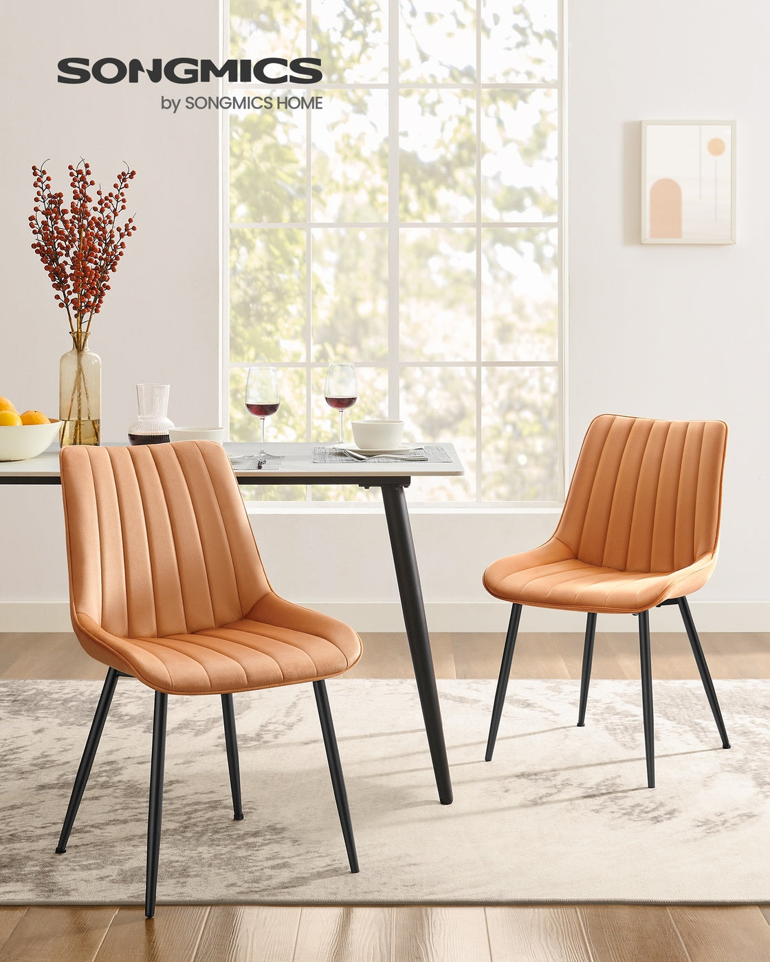 Esszimmerstuhl-Set, 2er-Set – Ergonomisches Design – Bequeme Polsterung – Stahlbeine