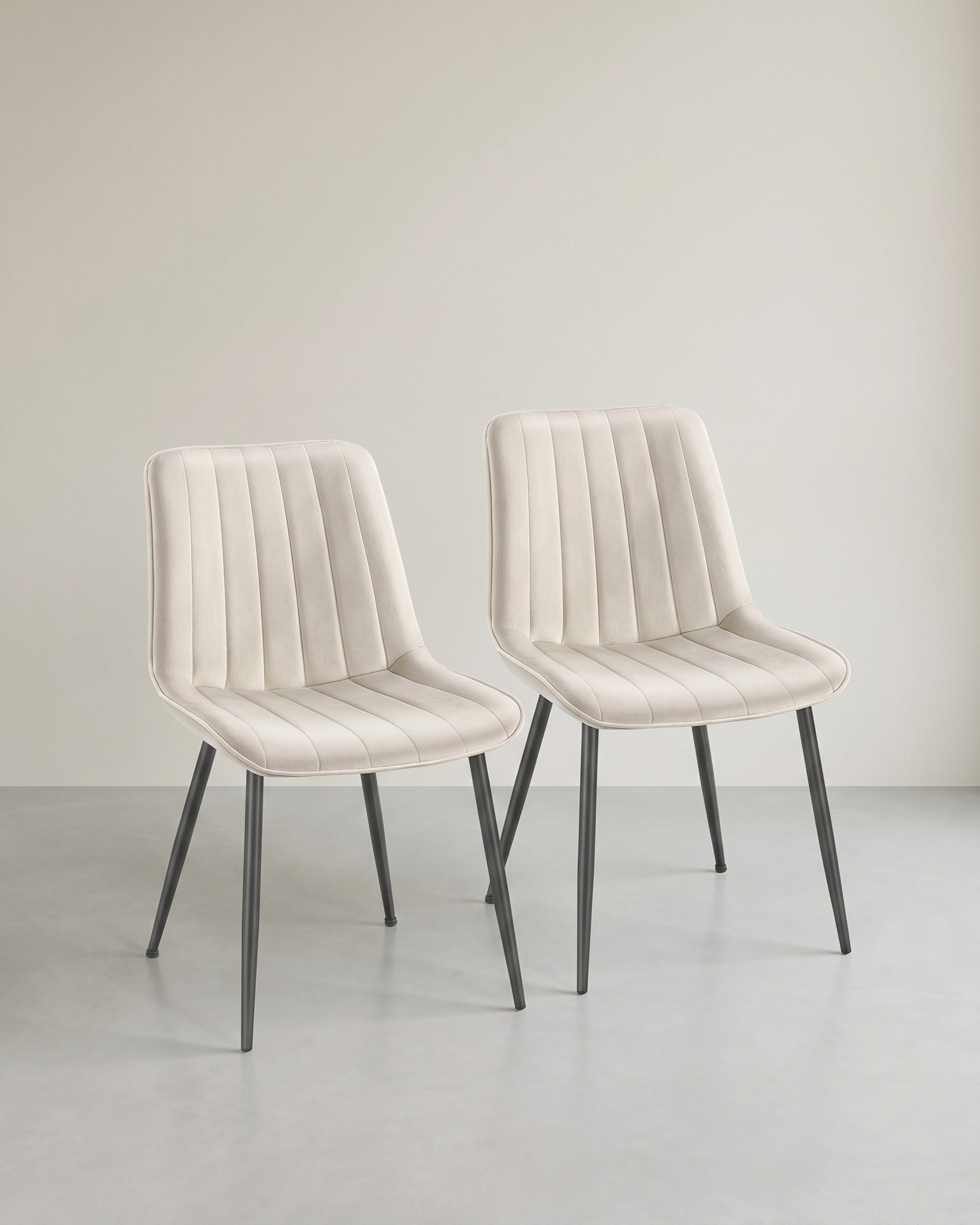 Esszimmerstuhl-Set, 2er-Set – Ergonomisches Design – Bequeme Polsterung – Stahlbeine – Creme