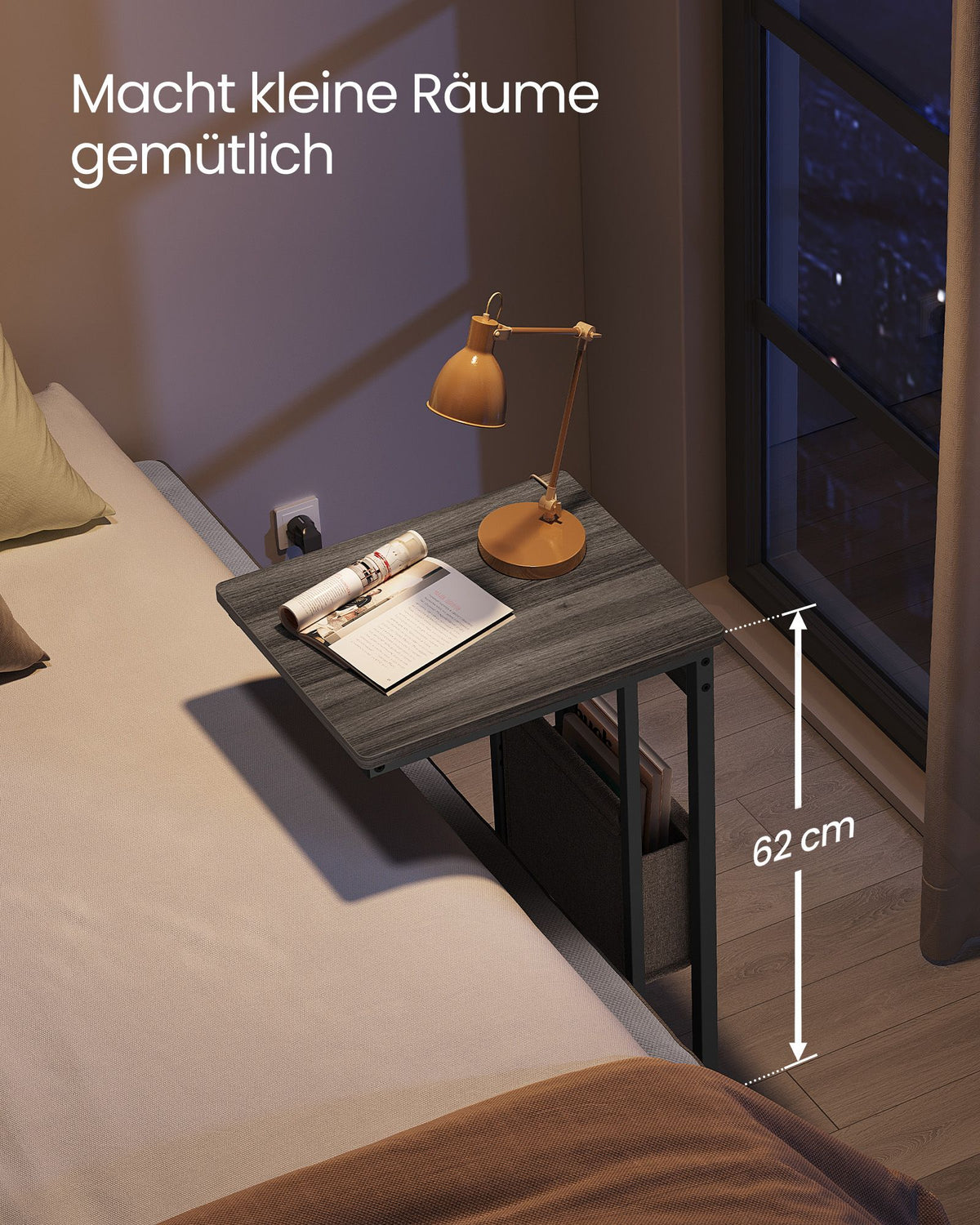 Beistelltisch mit Steckdose - Laptoptisch - C-Form