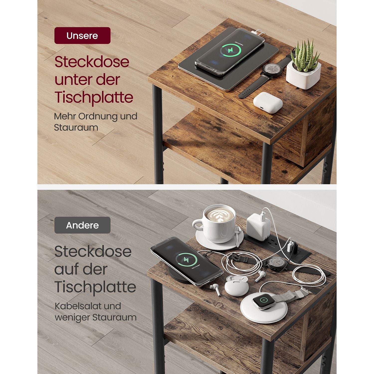 Beistelltisch mit Steckdose – Praktisch und stylisch