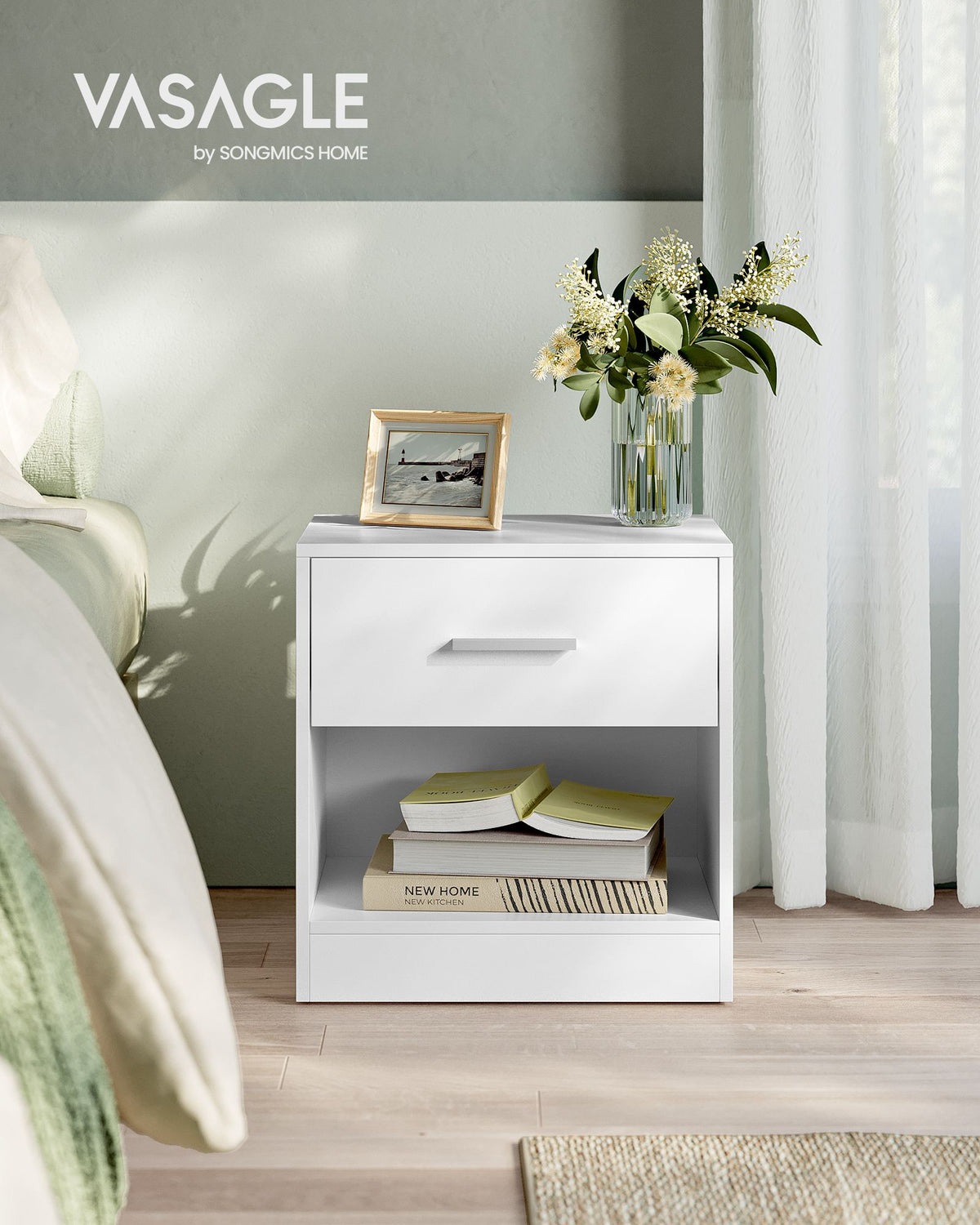 Nachttisch – mit Schublade – Offenes Fach – Spanplatte – 28 x 39 x 41 cm