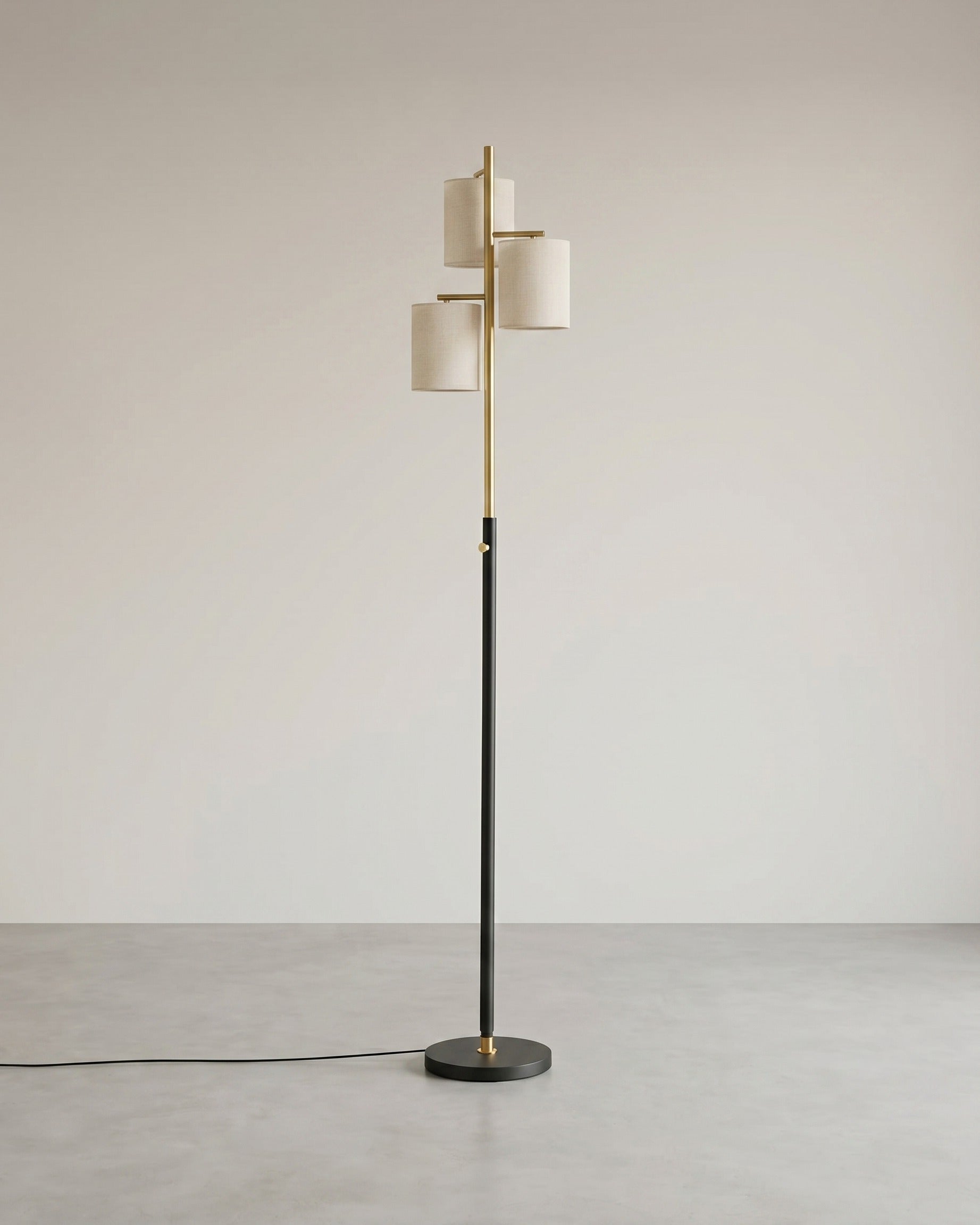 Dimmbare Stehlampe mit Stoffschirm – inklusive LED-Leuchtmittel – Gold-Schwarz